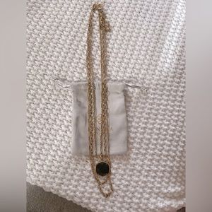 Kendra Scott Davis Triple Strand Vintage Necklace w/ Black & Golden Obsidian